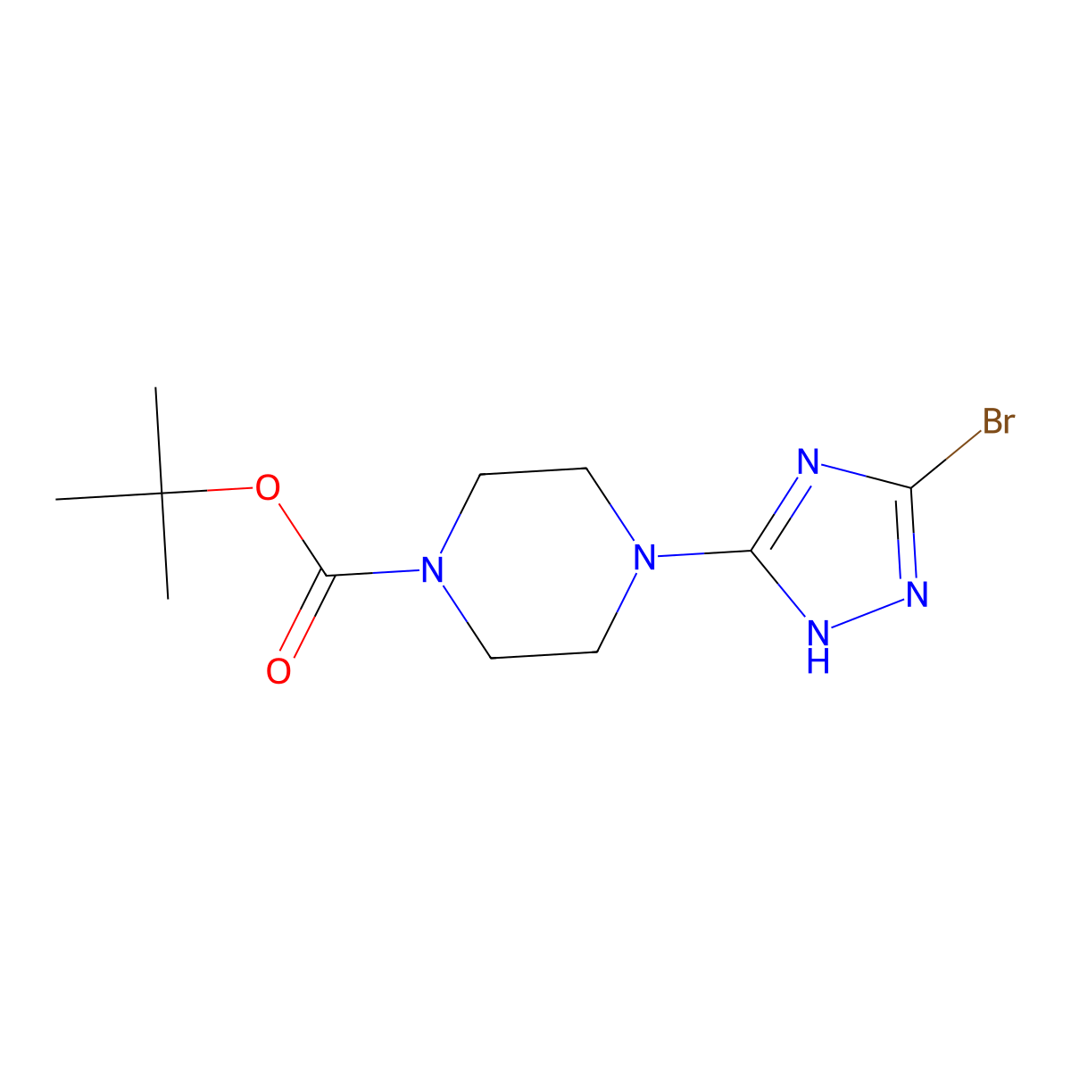 tert-butyl 4-(3-bromo-1H-1,2,4-triazol-5-yl)piperazine-1-carboxylate molecular structure, CAS 2680817-06-3