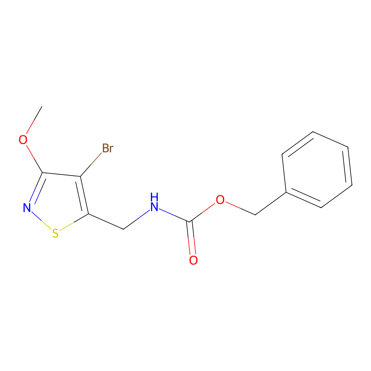 benzyl N-[(4-bromo-3-methoxy-1,2-thiazol-5-yl)methyl]carbamate molecular structure, CAS 2680817-18-7