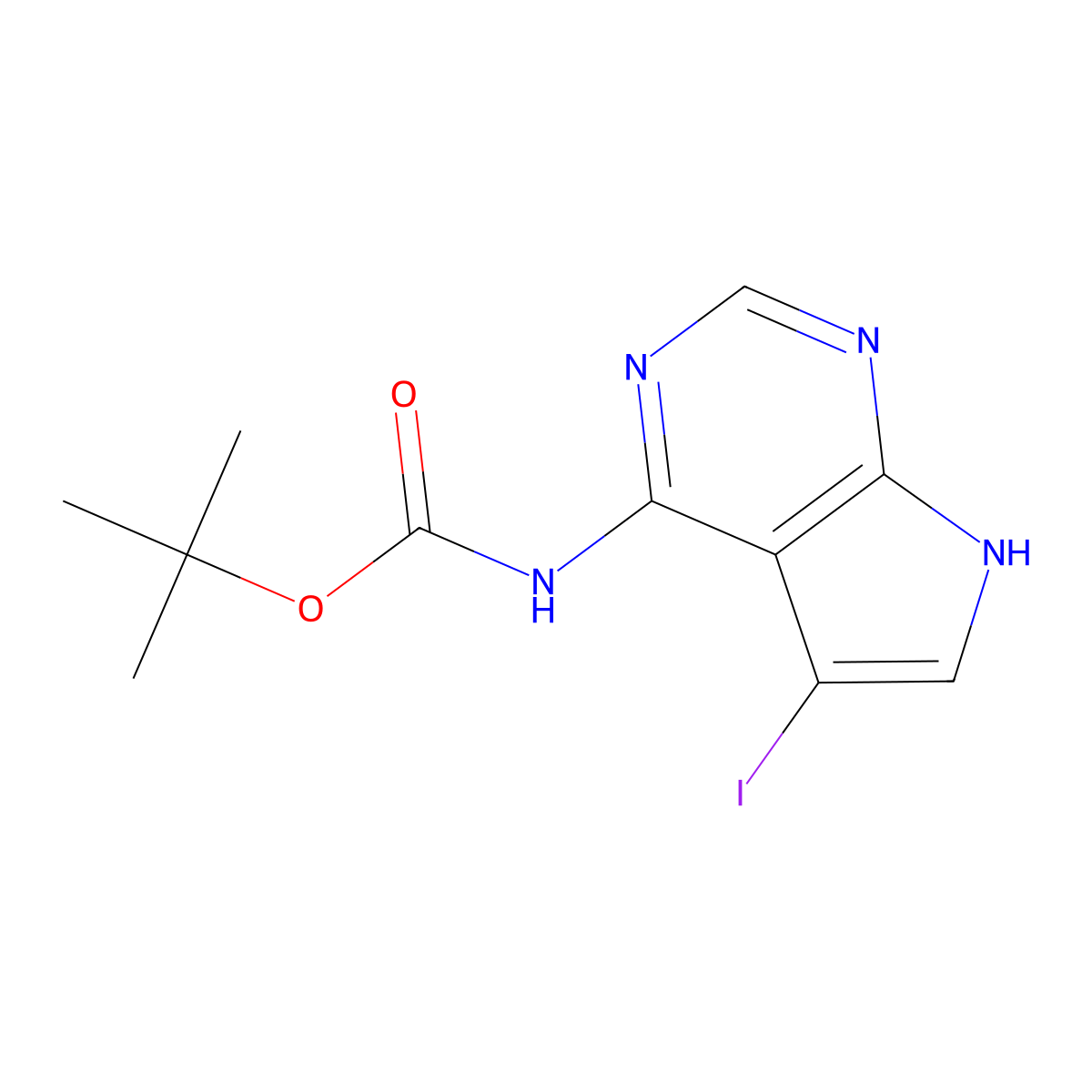 tert-butyl N-{5-iodo-7H-pyrrolo[2,3-d]pyrimidin-4-yl}carbamate molecular structure, CAS 2680817-21-2