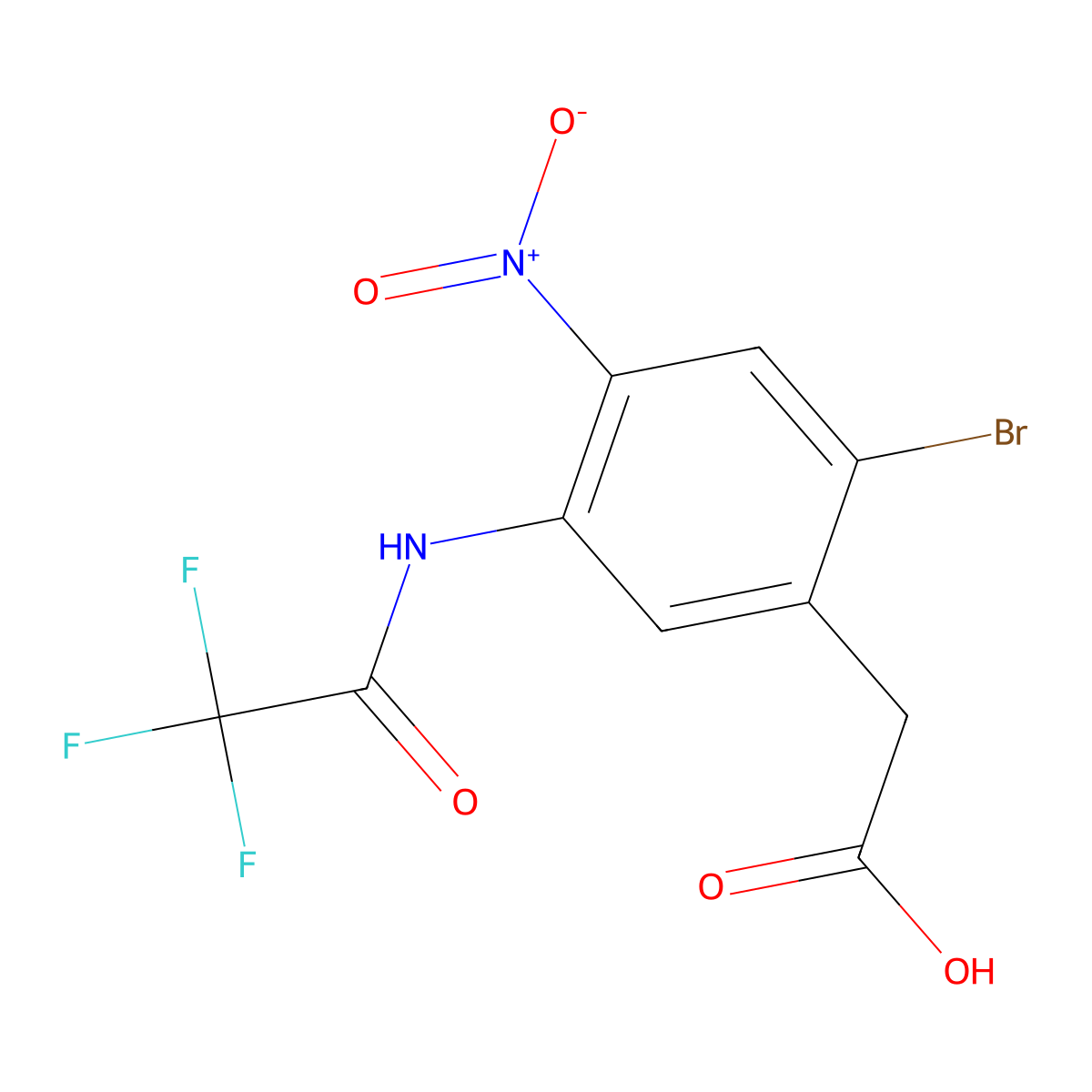 2-[2-Bromo-4-nitro-5-(2,2,2-trifluoroacetamido)phenyl]acetic acid molecular structure, CAS 2680817-27-8