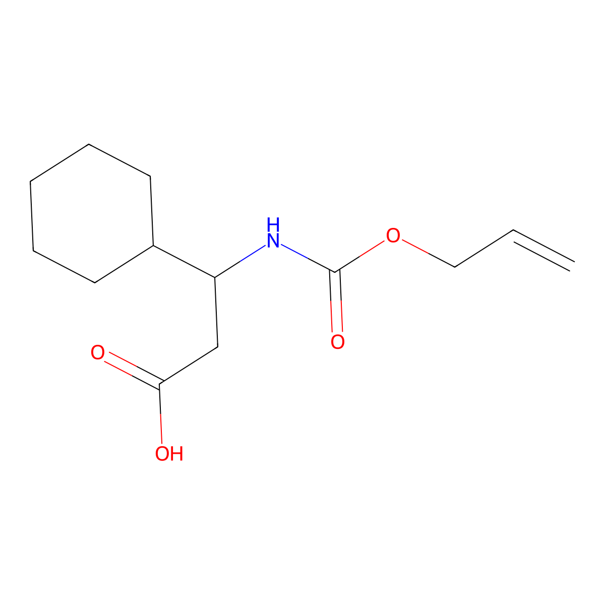 3-Cyclohexyl-3-{[(prop-2-en-1-yloxy)carbonyl]amino}propanoic acid molecular structure, CAS 2680817-30-3