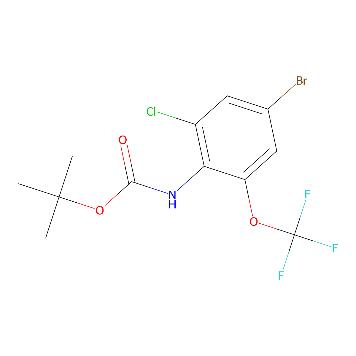 tert-butyl N-[4-bromo-2-chloro-6-(trifluoromethoxy)phenyl]carbamate molecular structure, CAS 2680817-40-5