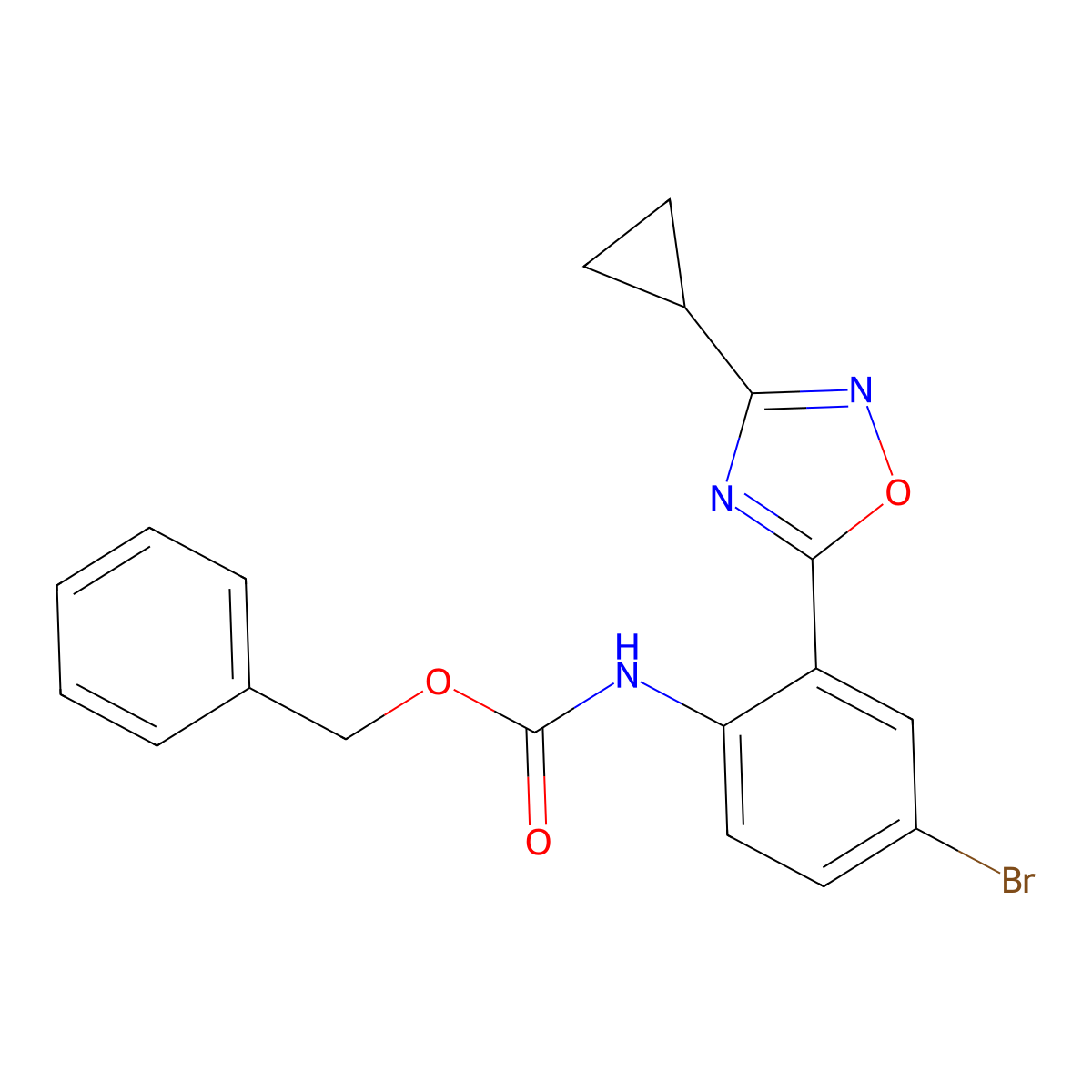 benzyl N-[4-bromo-2-(3-cyclopropyl-1,2,4-oxadiazol-5-yl)phenyl]carbamate molecular structure, CAS 2680817-41-6