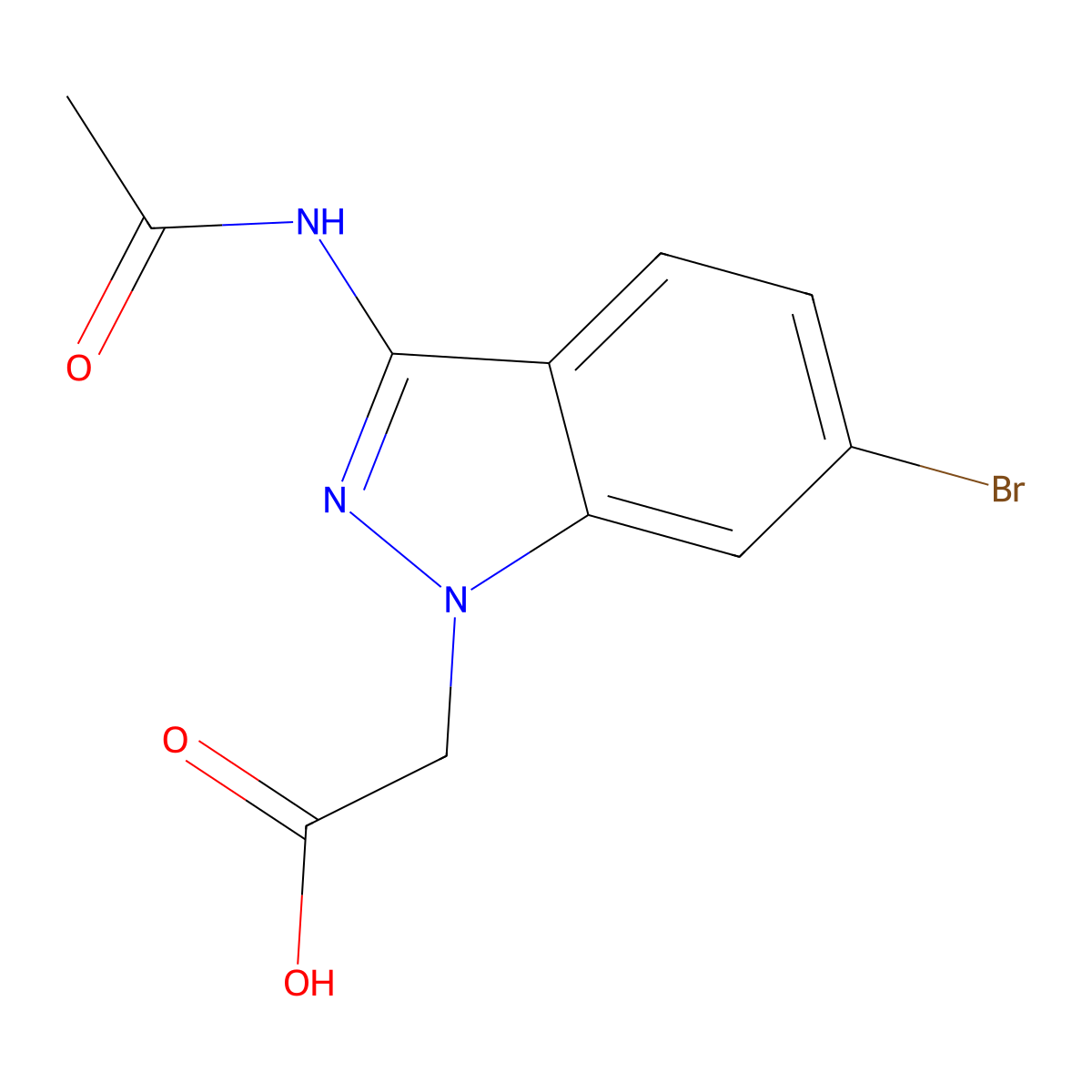 2-(6-bromo-3-acetamido-1H-indazol-1-yl)acetic acid molecular structure, CAS 2680817-43-8
