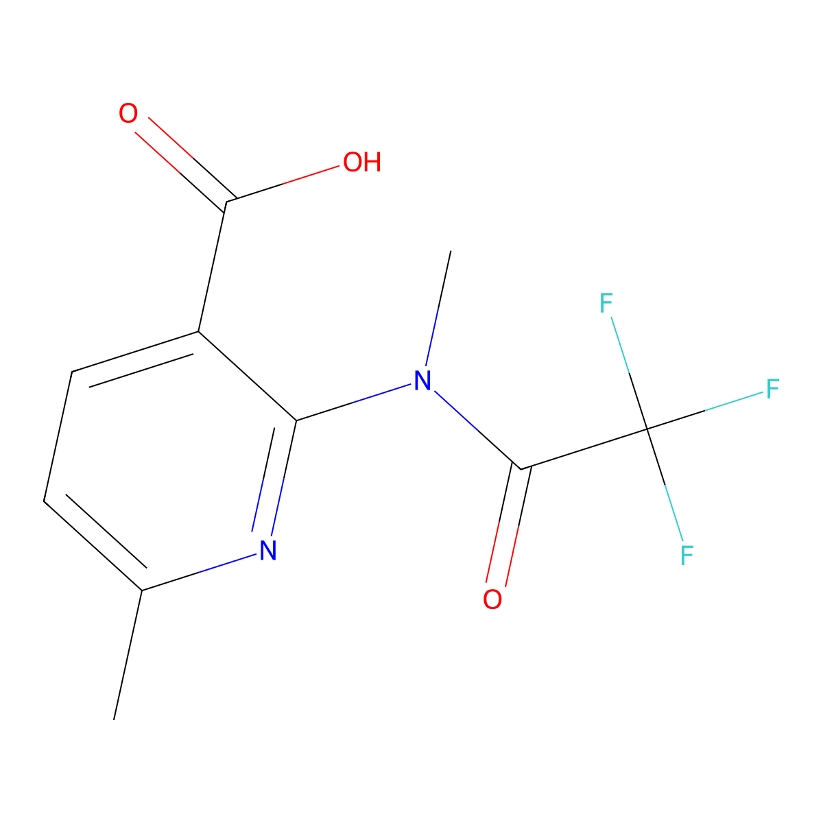 6-methyl-2-(2,2,2-trifluoro-N-methylacetamido)pyridine-3-carboxylic acid molecular structure, CAS 2680817-54-1