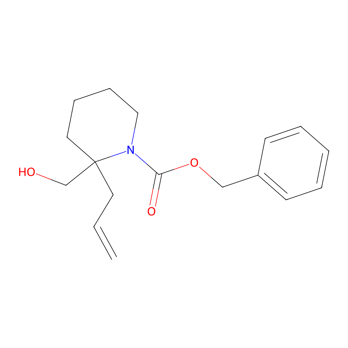 Benzyl 2-(hydroxymethyl)-2-(prop-2-en-1-yl)piperidine-1-carboxylate molecular structure, CAS 2680817-58-5