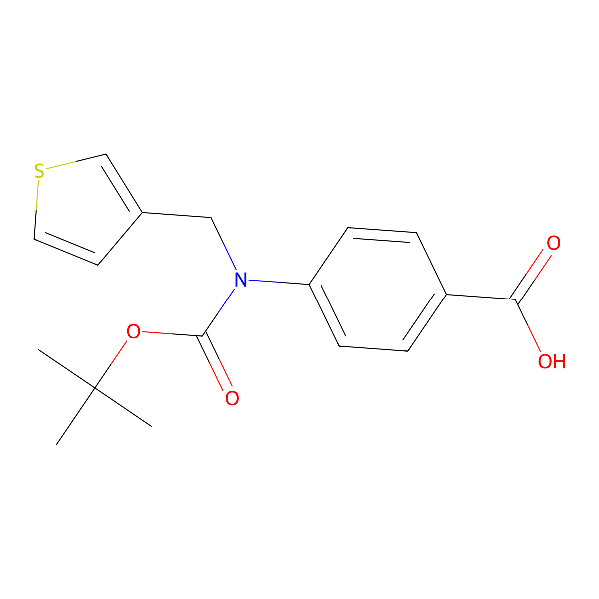 4-{[(Tert-butoxy)carbonyl][(thiophen-3-yl)methyl]amino}benzoic acid molecular structure, CAS 2680817-70-1