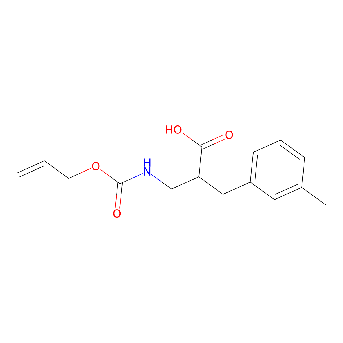 2-[(3-Methylphenyl)methyl]-3-{[(prop-2-en-1-yloxy)carbonyl]amino}propanoic acid molecular structure, CAS 2680817-72-3