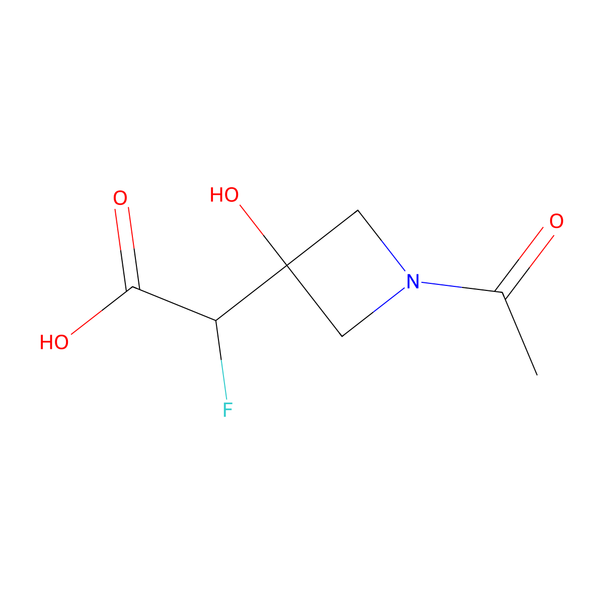 2-(1-Acetyl-3-hydroxyazetidin-3-yl)-2-fluoroacetic acid molecular structure, CAS 2680817-76-7
