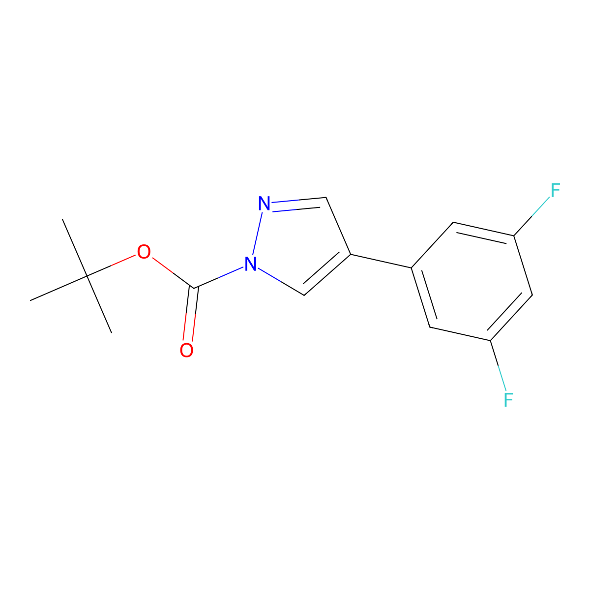tert-butyl 4-(3,5-difluorophenyl)-1H-pyrazole-1-carboxylate molecular structure, CAS 2680817-80-3