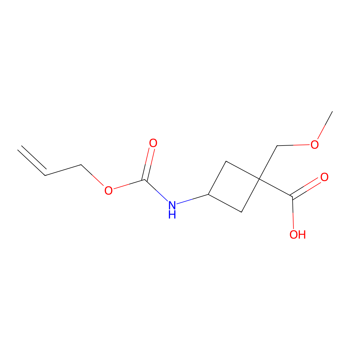 1-(Methoxymethyl)-3-{[(prop-2-en-1-yloxy)carbonyl]amino}cyclobutane-1-carboxylic acid molecular structure, CAS 2680817-81-4