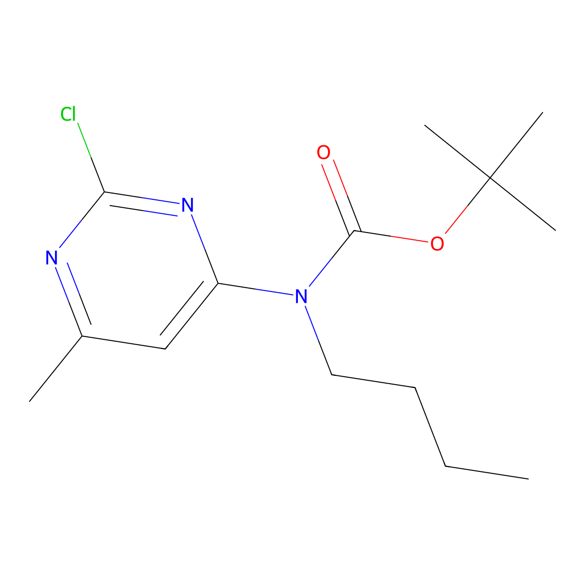 tert-butyl N-butyl-N-(2-chloro-6-methylpyrimidin-4-yl)carbamate molecular structure, CAS 2680817-84-7