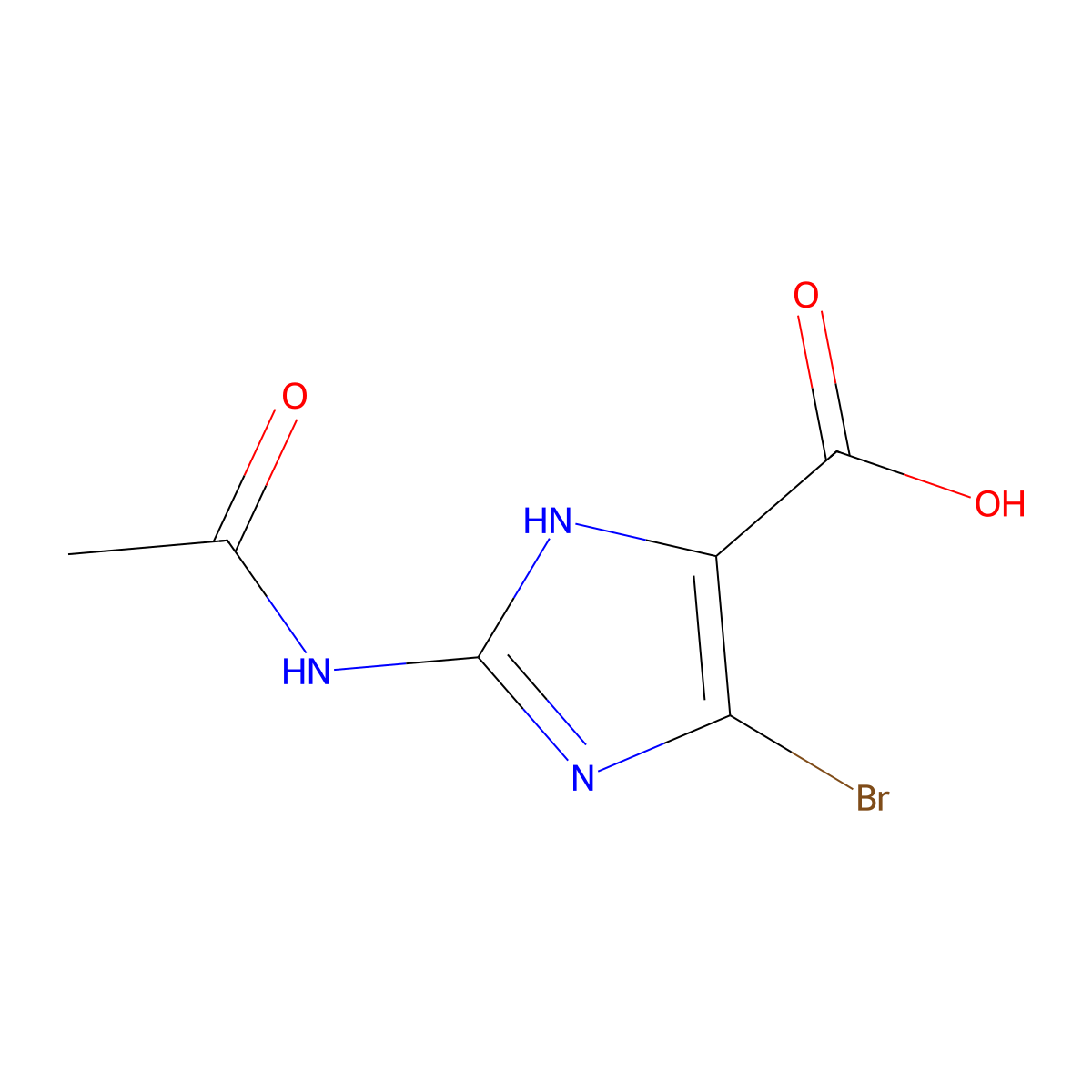 4-bromo-2-acetamido-1H-imidazole-5-carboxylic acid molecular structure, CAS 2680817-86-9