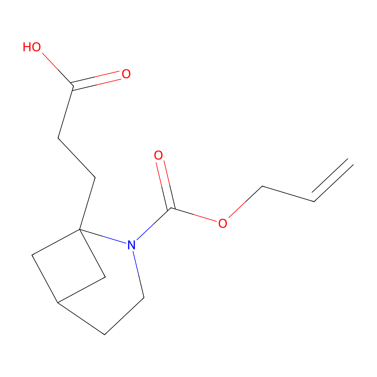 3-{2-[(Prop-2-en-1-yloxy)carbonyl]-2-azabicyclo[3.1.1]heptan-1-yl}propanoic acid molecular structure, CAS 2680817-92-7