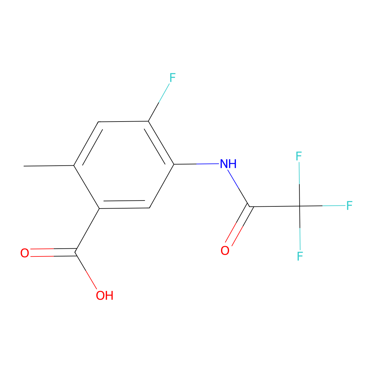 4-Fluoro-2-methyl-5-(2,2,2-trifluoroacetamido)benzoic acid molecular structure, CAS 2680817-94-9
