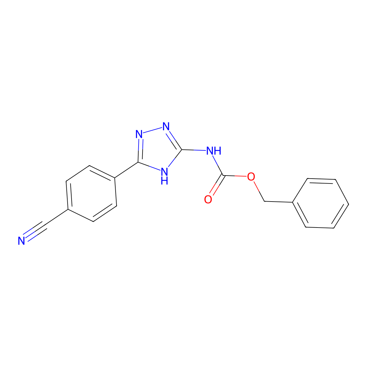 benzyl N-[5-(4-cyanophenyl)-4H-1,2,4-triazol-3-yl]carbamate molecular structure, CAS 2680817-98-3