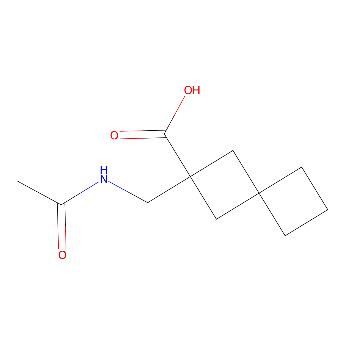 2-(Acetamidomethyl)spiro[3.3]heptane-2-carboxylic acid molecular structure, CAS 2680818-01-1