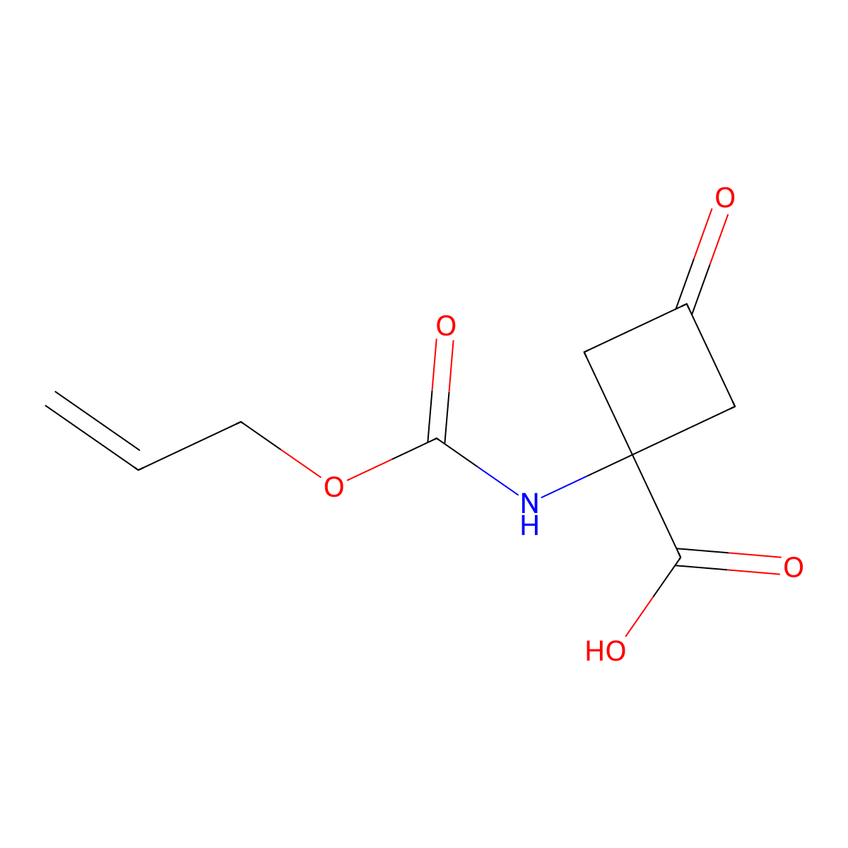3-Oxo-1-{[(prop-2-en-1-yloxy)carbonyl]amino}cyclobutane-1-carboxylic acid molecular structure, CAS 2680818-02-2