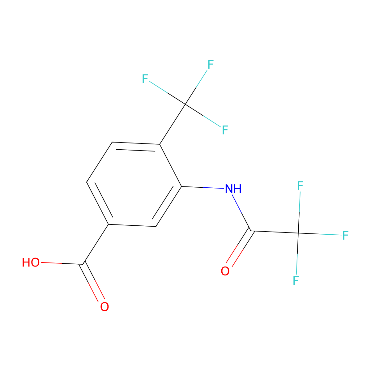 3-(2,2,2-Trifluoroacetamido)-4-(trifluoromethyl)benzoic acid molecular structure, CAS 2680818-12-4