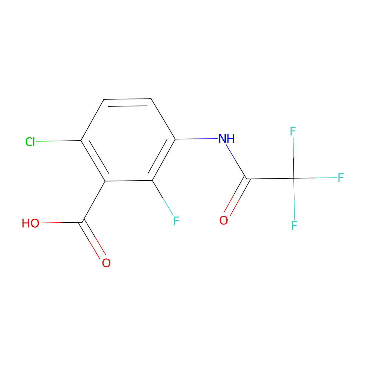 6-Chloro-2-fluoro-3-(2,2,2-trifluoroacetamido)benzoic acid molecular structure, CAS 2680818-13-5