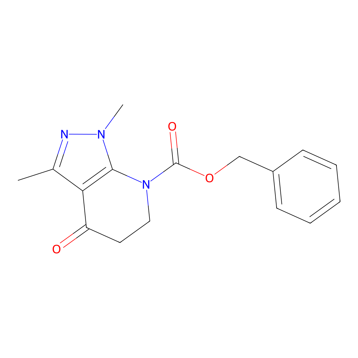 benzyl 1,3-dimethyl-4-oxo-1H,4H,5H,6H,7H-pyrazolo[3,4-b]pyridine-7-carboxylate molecular structure, CAS 2680818-21-5