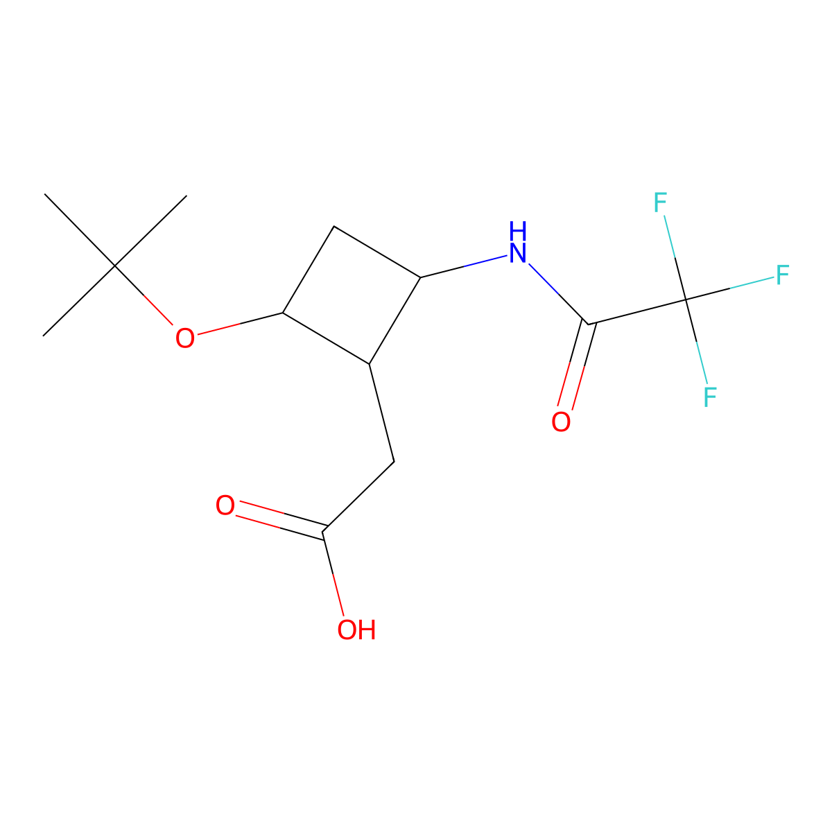2-[2-(Tert-butoxy)-4-(2,2,2-trifluoroacetamido)cyclobutyl]acetic acid molecular structure, CAS 2680818-24-8