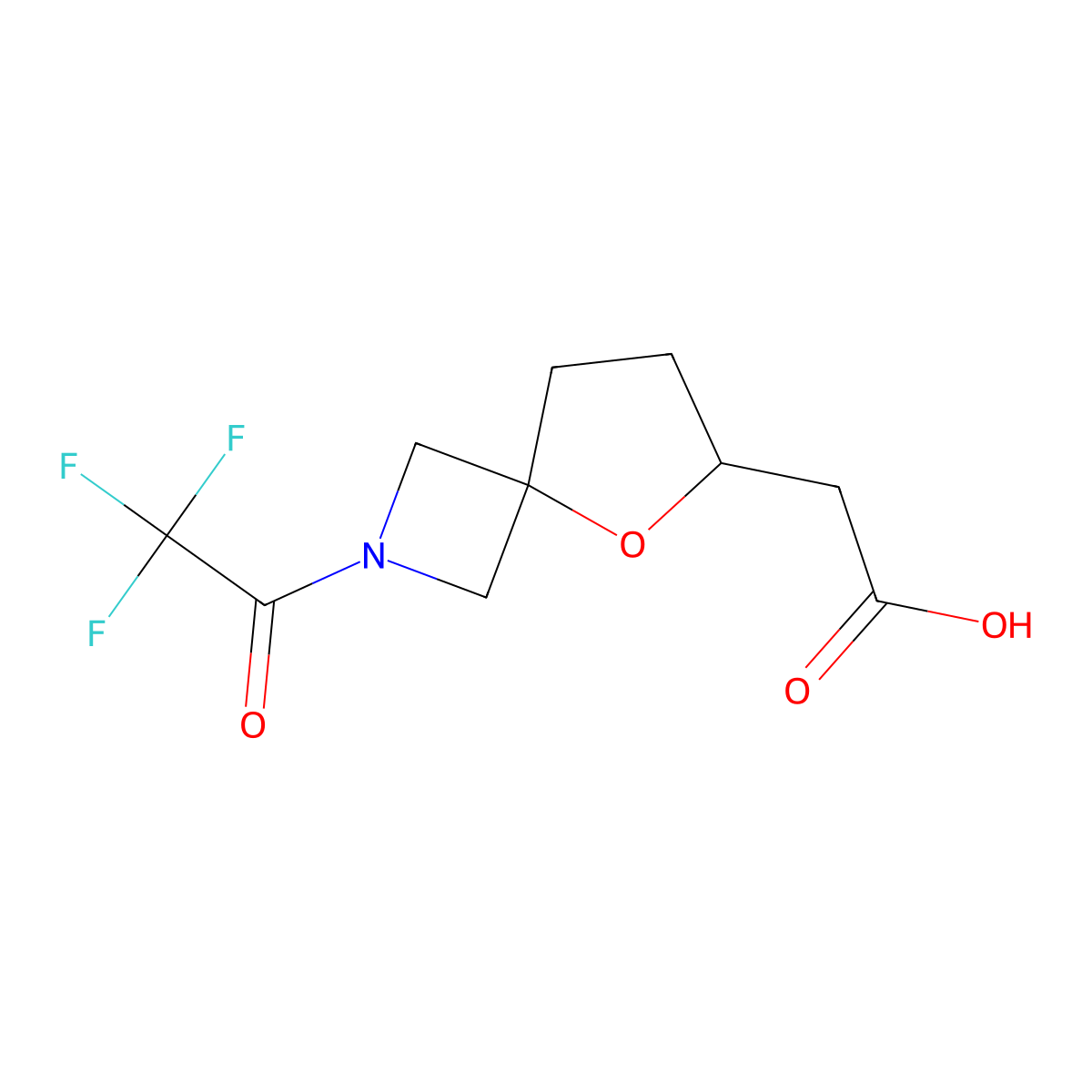 2-[2-(2,2,2-Trifluoroacetyl)-5-oxa-2-azaspiro[3.4]octan-6-yl]acetic acid molecular structure, CAS 2680818-25-9