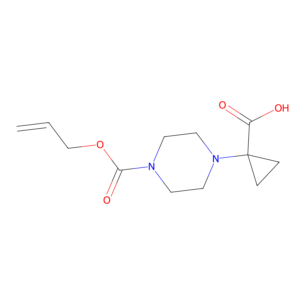 1-{4-[(Prop-2-en-1-yloxy)carbonyl]piperazin-1-yl}cyclopropane-1-carboxylic acid molecular structure, CAS 2680818-30-6