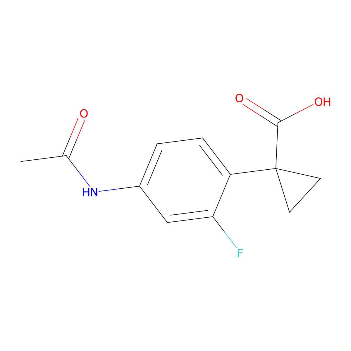 1-(4-Acetamido-2-fluorophenyl)cyclopropane-1-carboxylic acid molecular structure, CAS 2680818-33-9