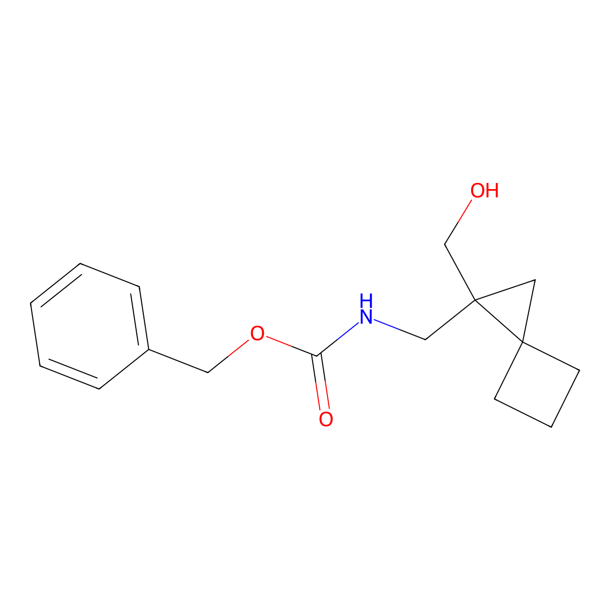 benzyl N-{[1-(hydroxymethyl)spiro[2.3]hexan-1-yl]methyl}carbamate molecular structure, CAS 2680818-35-1