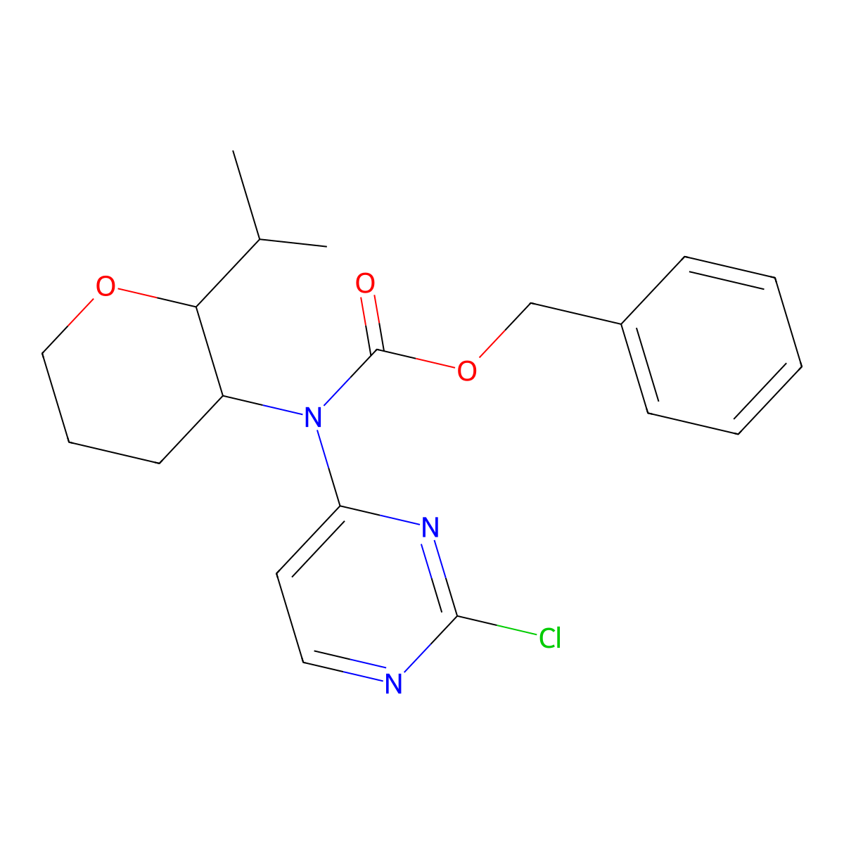 benzyl N-(2-chloropyrimidin-4-yl)-N-[2-(propan-2-yl)oxan-3-yl]carbamate molecular structure, CAS 2680818-43-1