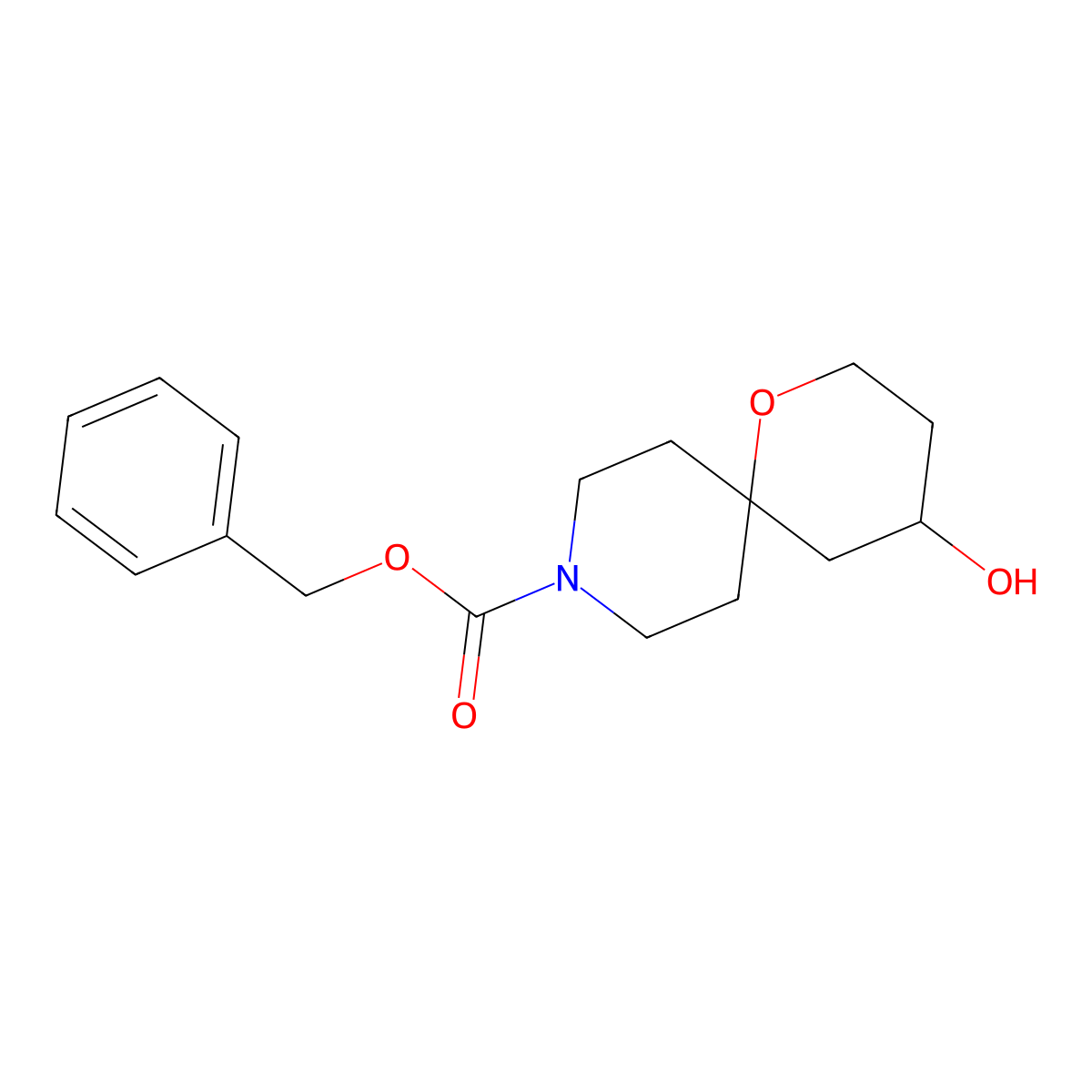 Benzyl 4-hydroxy-1-oxa-9-azaspiro[5.5]undecane-9-carboxylate molecular structure, CAS 2680818-45-3