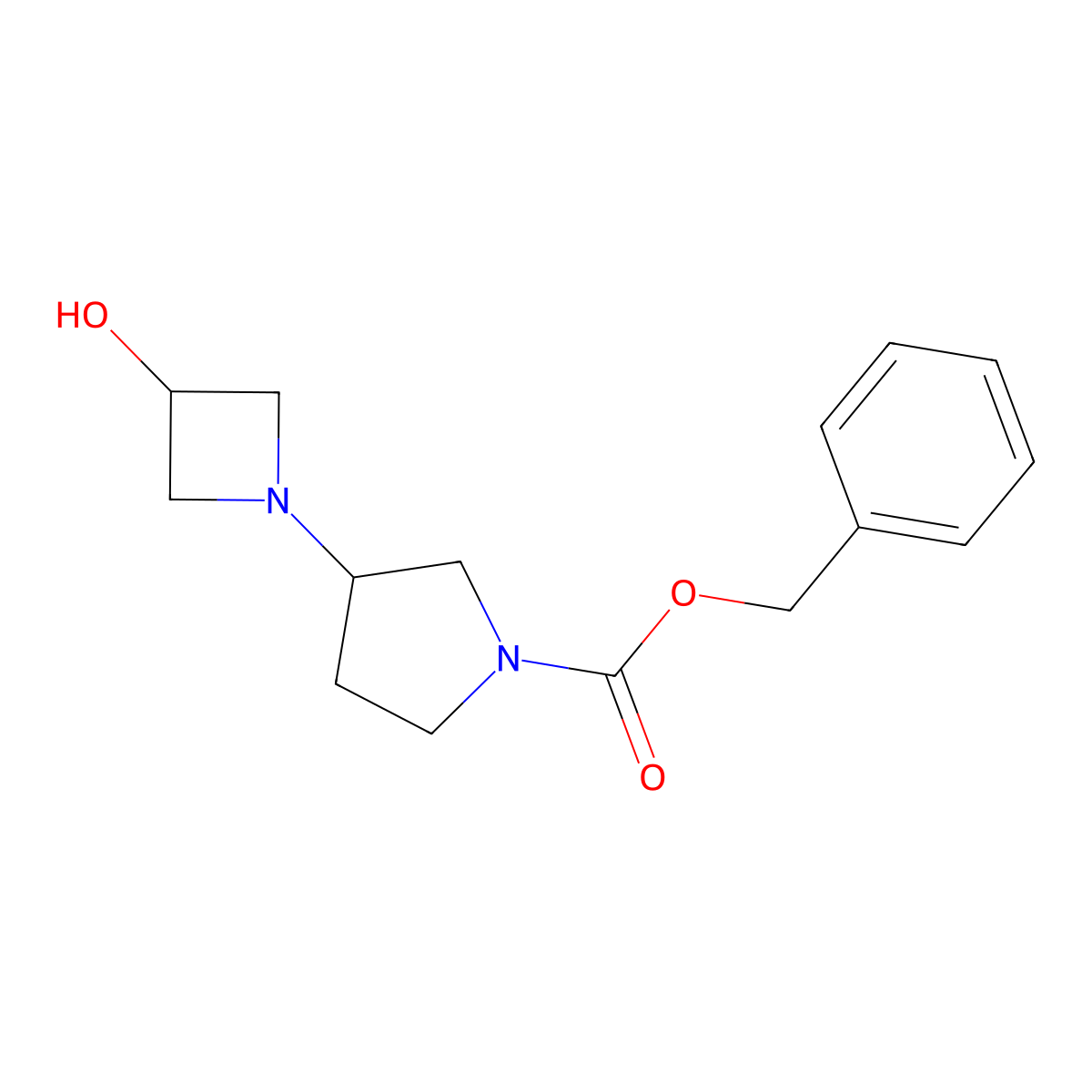 Benzyl 3-(3-hydroxyazetidin-1-yl)pyrrolidine-1-carboxylate molecular structure, CAS 2680818-57-7