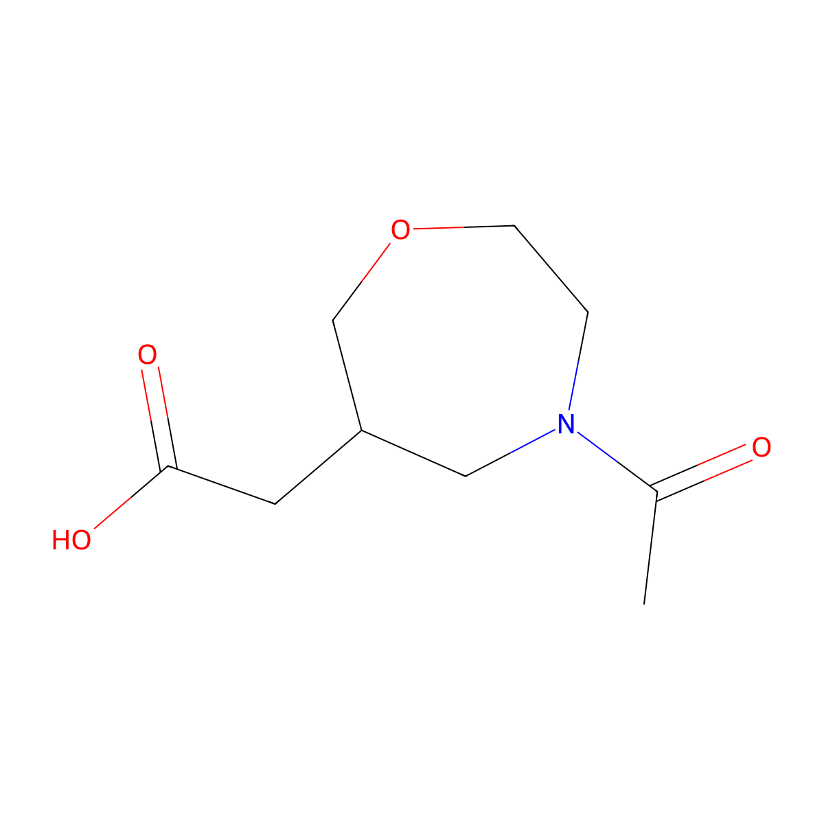 2-(4-Acetyl-1,4-oxazepan-6-yl)acetic acid molecular structure, CAS 2680818-59-9