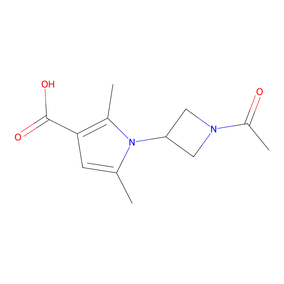 1-(1-acetylazetidin-3-yl)-2,5-dimethyl-1H-pyrrole-3-carboxylic acid molecular structure, CAS 2680818-67-9