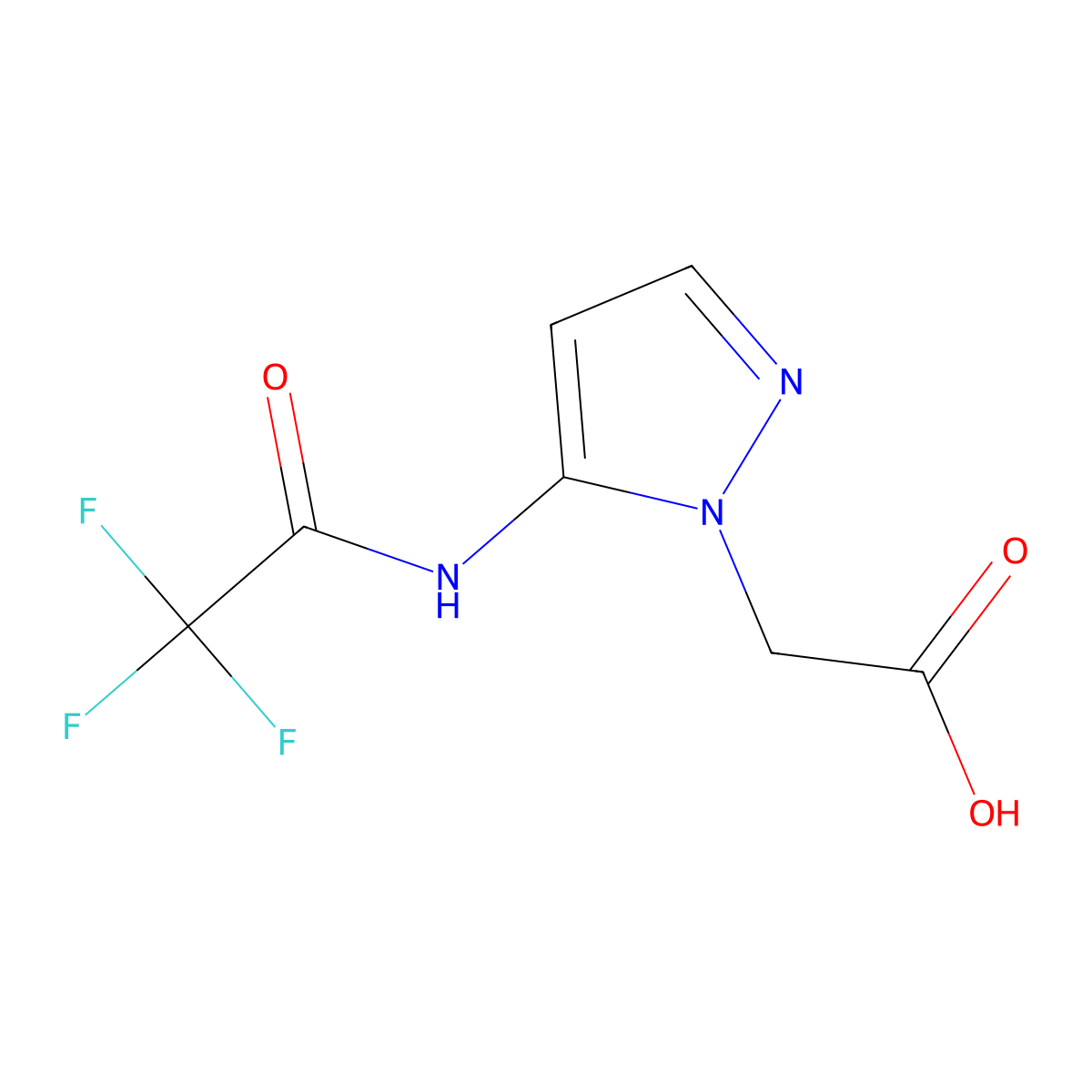 2-[5-(2,2,2-trifluoroacetamido)-1H-pyrazol-1-yl]acetic acid molecular structure, CAS 2680818-71-5