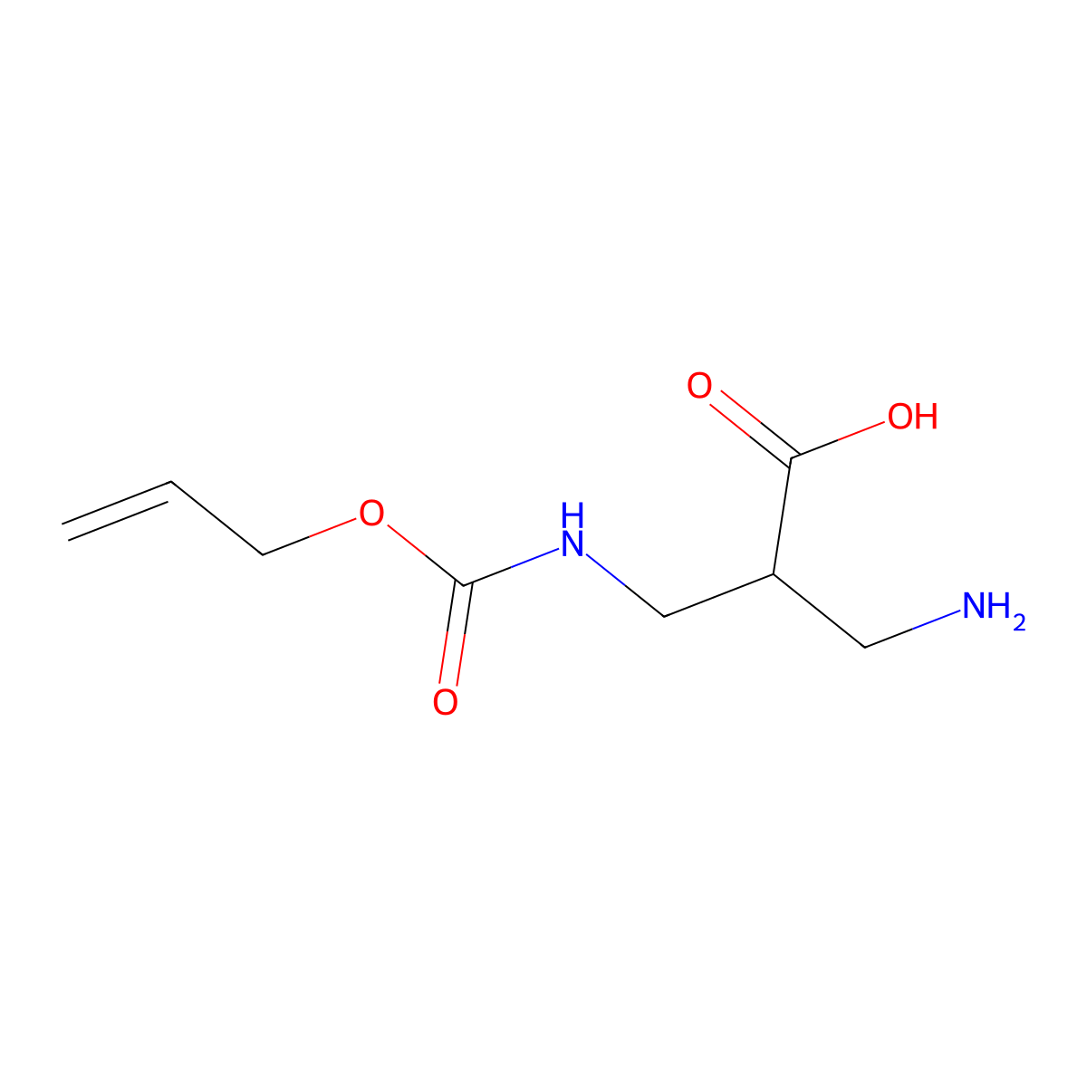 3-Amino-2-({[(prop-2-en-1-yloxy)carbonyl]amino}methyl)propanoic acid molecular structure, CAS 2680818-72-6