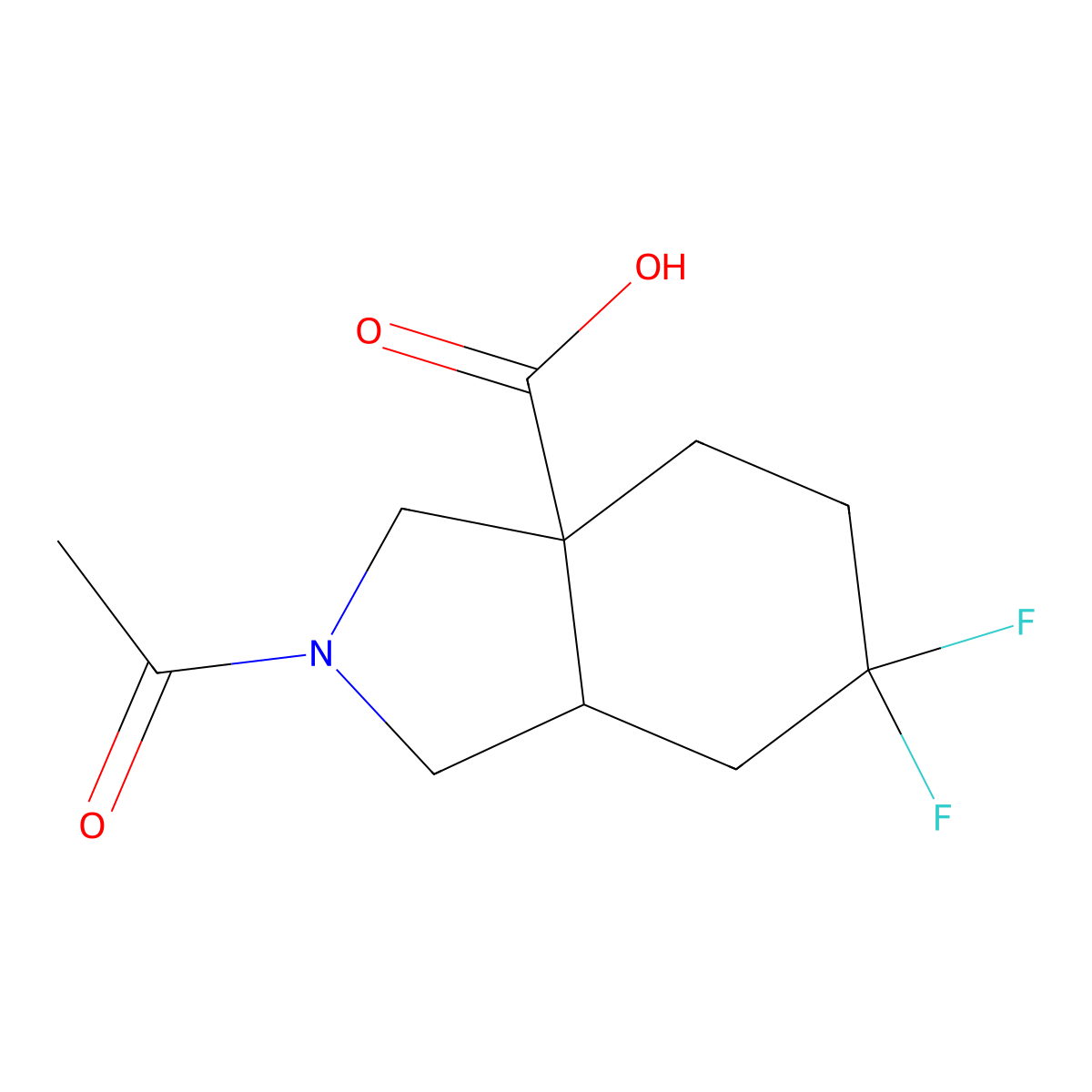 2-acetyl-6,6-difluoro-octahydro-1H-isoindole-3a-carboxylic acid molecular structure, CAS 2680818-74-8
