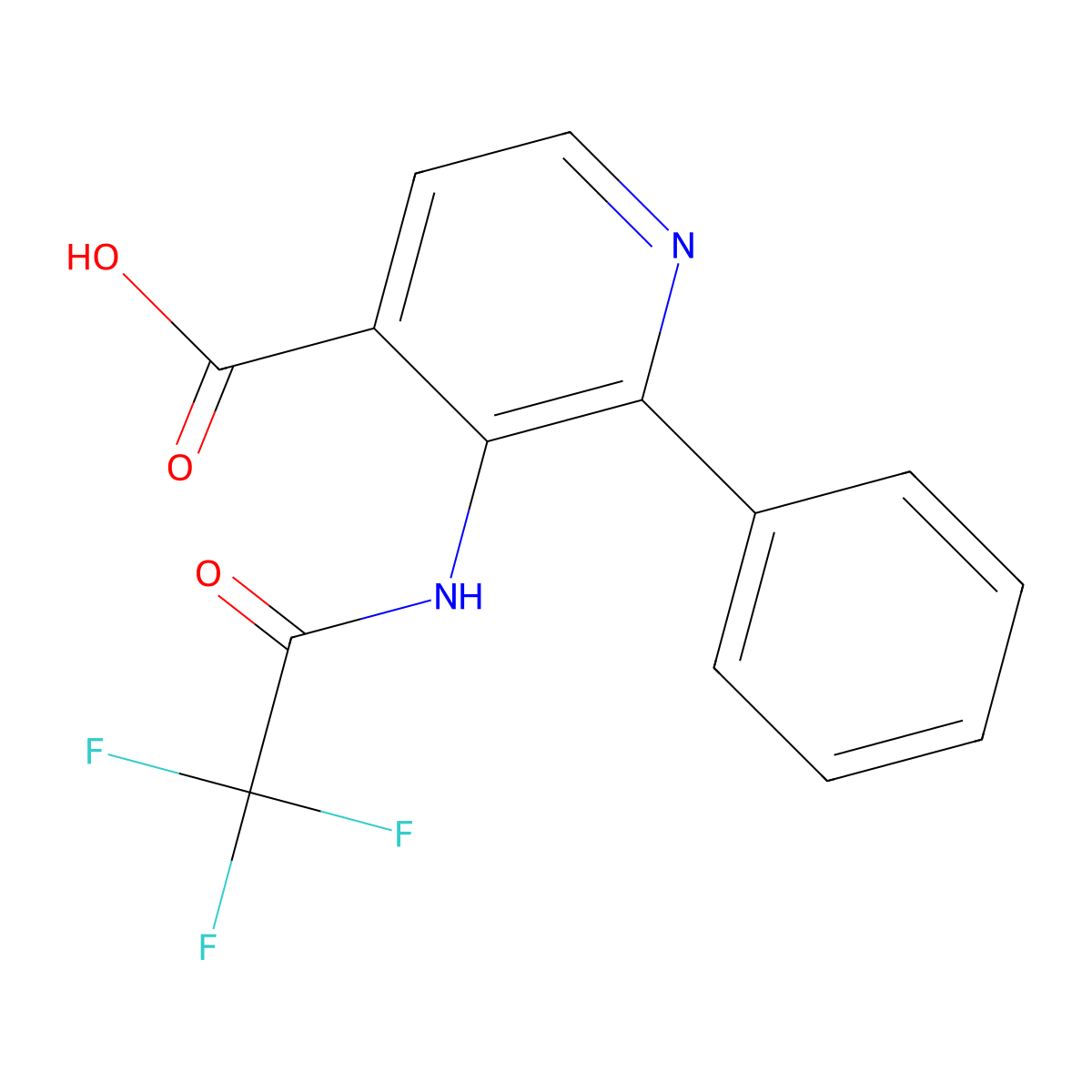 2-Phenyl-3-(2,2,2-trifluoroacetamido)pyridine-4-carboxylic acid molecular structure, CAS 2680818-76-0