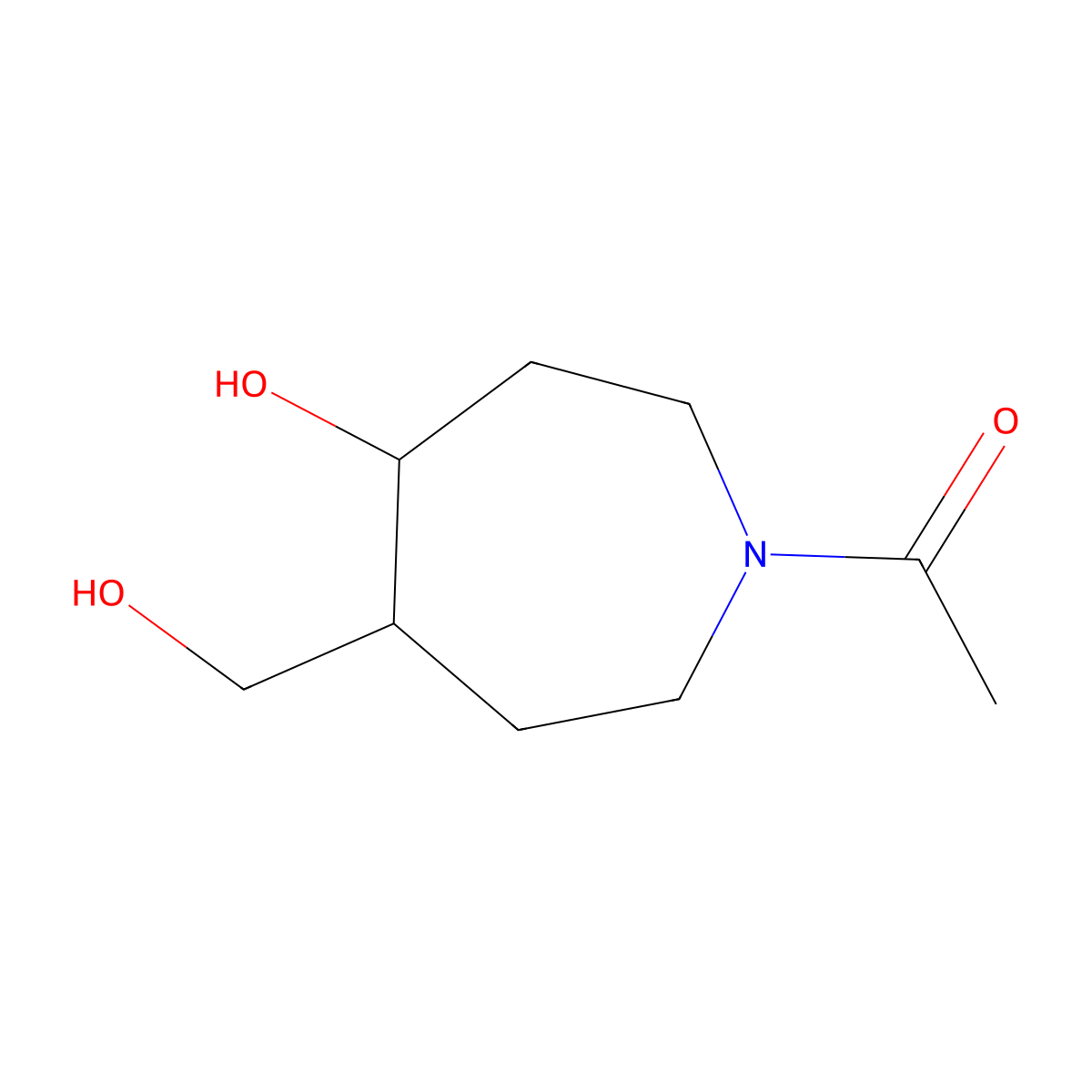 1-[4-Hydroxy-5-(hydroxymethyl)azepan-1-yl]ethan-1-one molecular structure, CAS 2680818-80-6