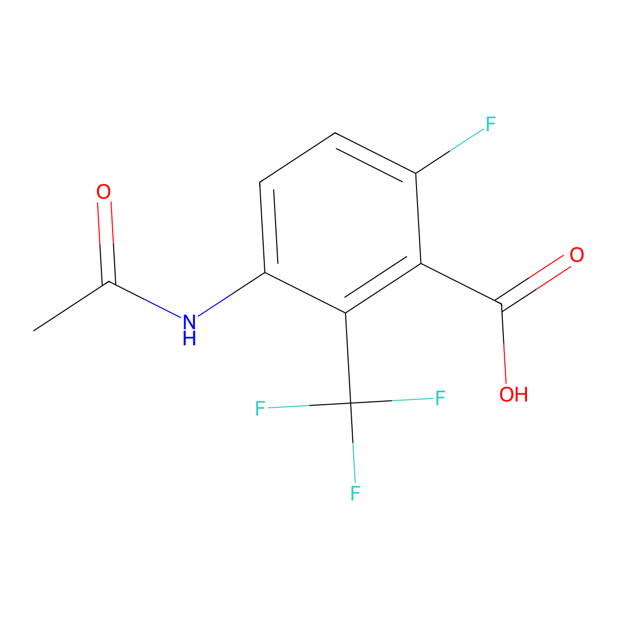 3-Acetamido-6-fluoro-2-(trifluoromethyl)benzoic acid molecular structure, CAS 2680818-83-9