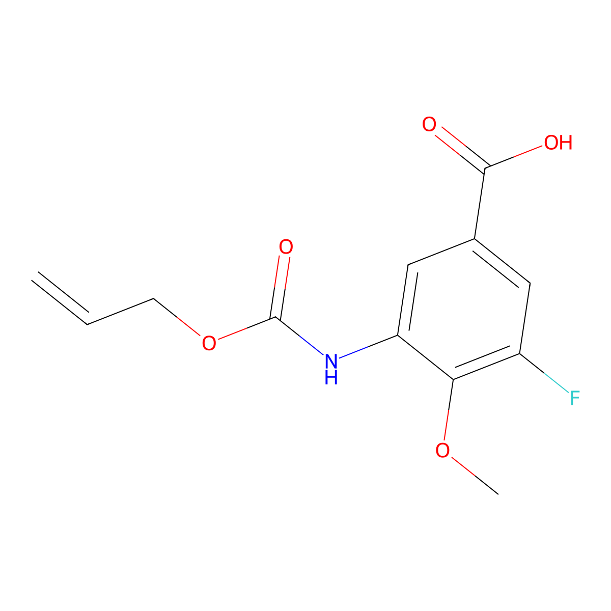 3-Fluoro-4-methoxy-5-{[(prop-2-en-1-yloxy)carbonyl]amino}benzoic acid molecular structure, CAS 2680818-87-3