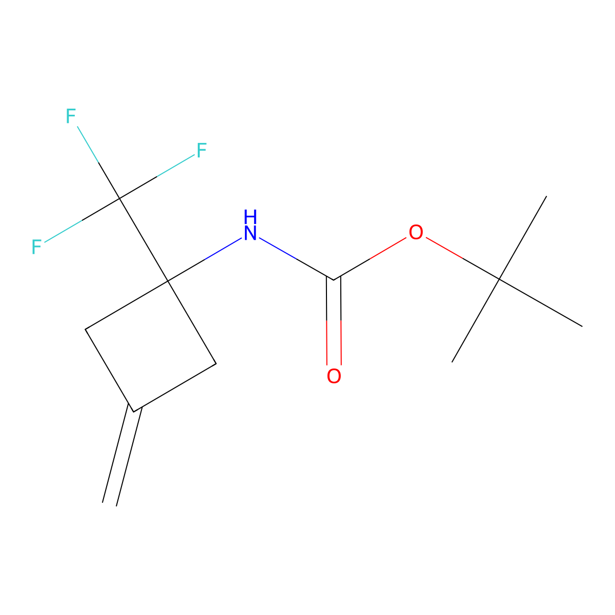 tert-butyl N-[3-methylidene-1-(trifluoromethyl)cyclobutyl]carbamate molecular structure, CAS 2680818-92-0