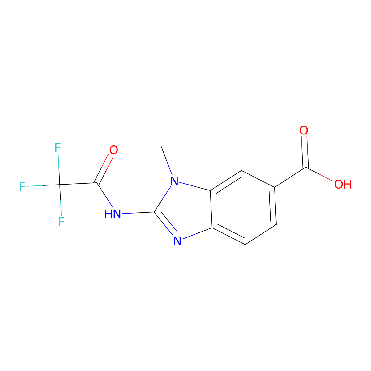 1-methyl-2-(2,2,2-trifluoroacetamido)-1H-1,3-benzodiazole-6-carboxylic acid molecular structure, CAS 2680818-95-3