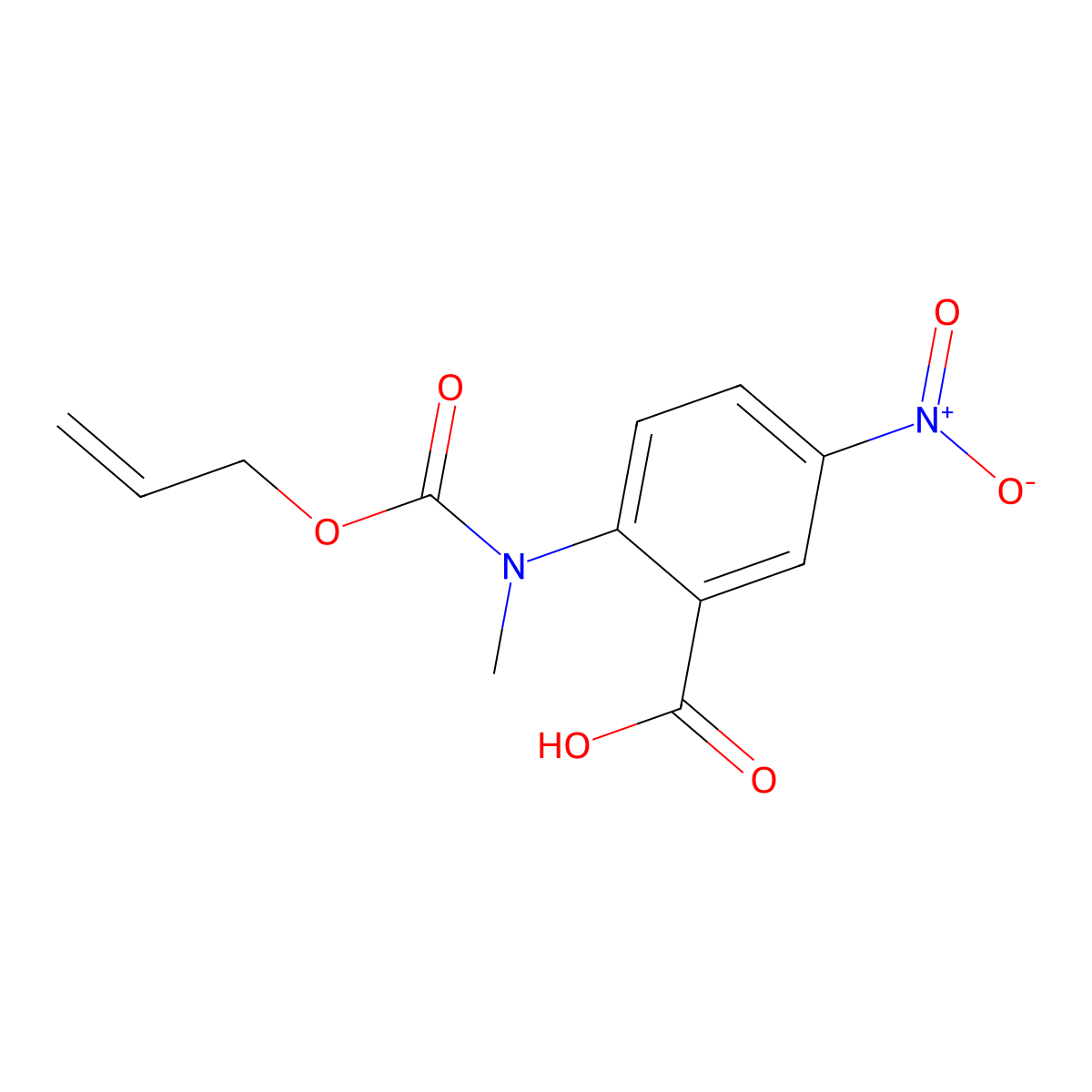 2-{Methyl[(prop-2-en-1-yloxy)carbonyl]amino}-5-nitrobenzoic acid molecular structure, CAS 2680818-97-5