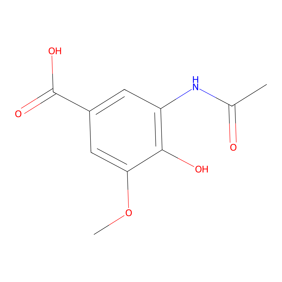 3-Acetamido-4-hydroxy-5-methoxybenzoic acid molecular structure, CAS 2680818-98-6
