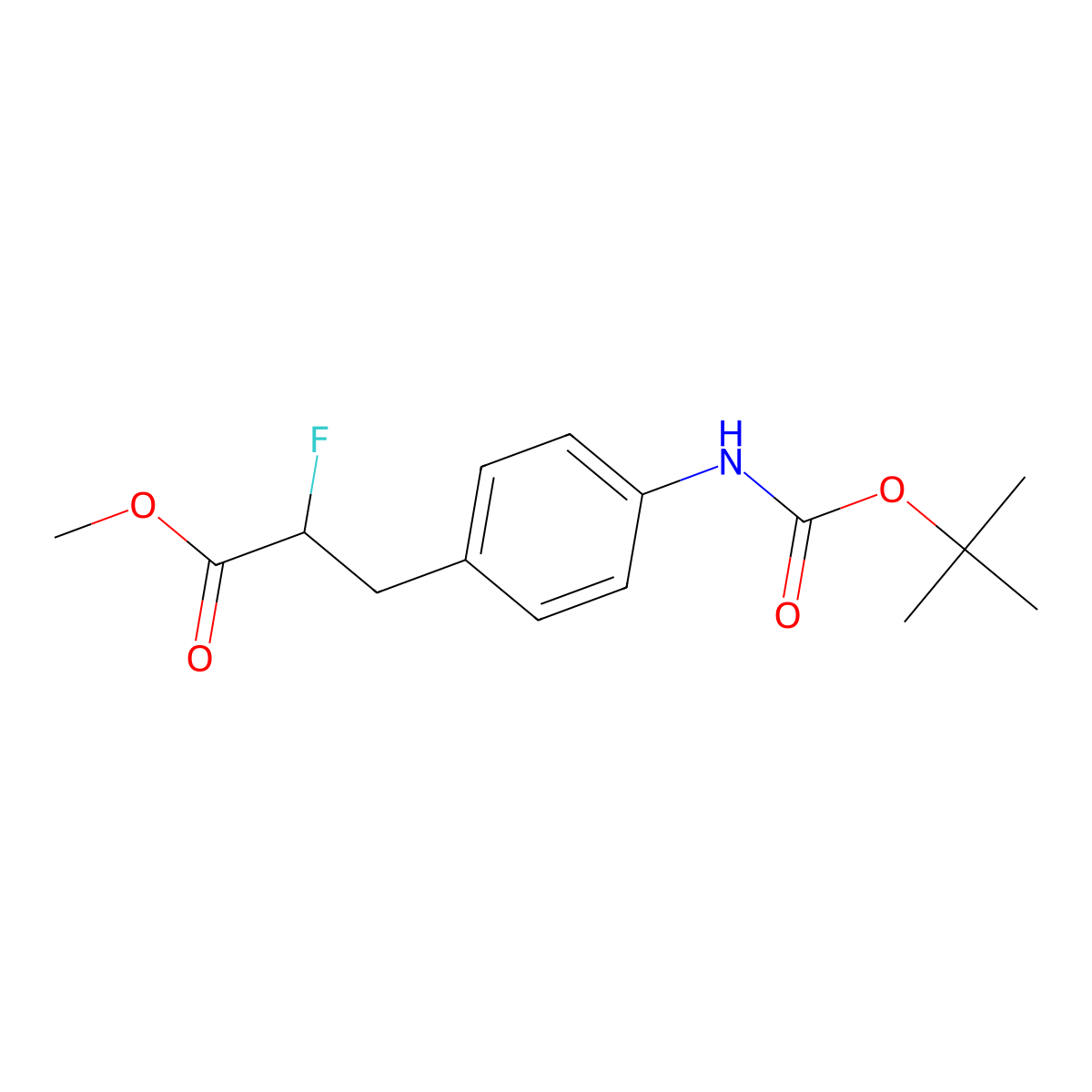 Methyl 3-(4-{[(tert-butoxy)carbonyl]amino}phenyl)-2-fluoropropanoate molecular structure, CAS 2680819-03-6