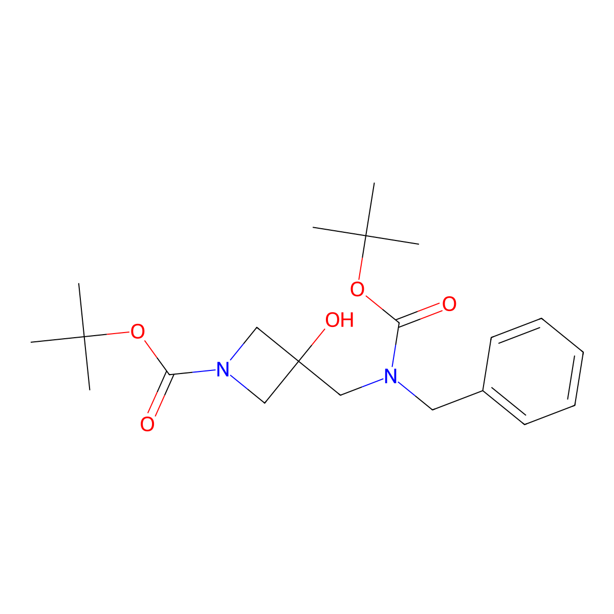 Tert-butyl 3-({benzyl[(tert-butoxy)carbonyl]amino}methyl)-3-hydroxyazetidine-1-carboxylate molecular structure, CAS 2680819-06-9