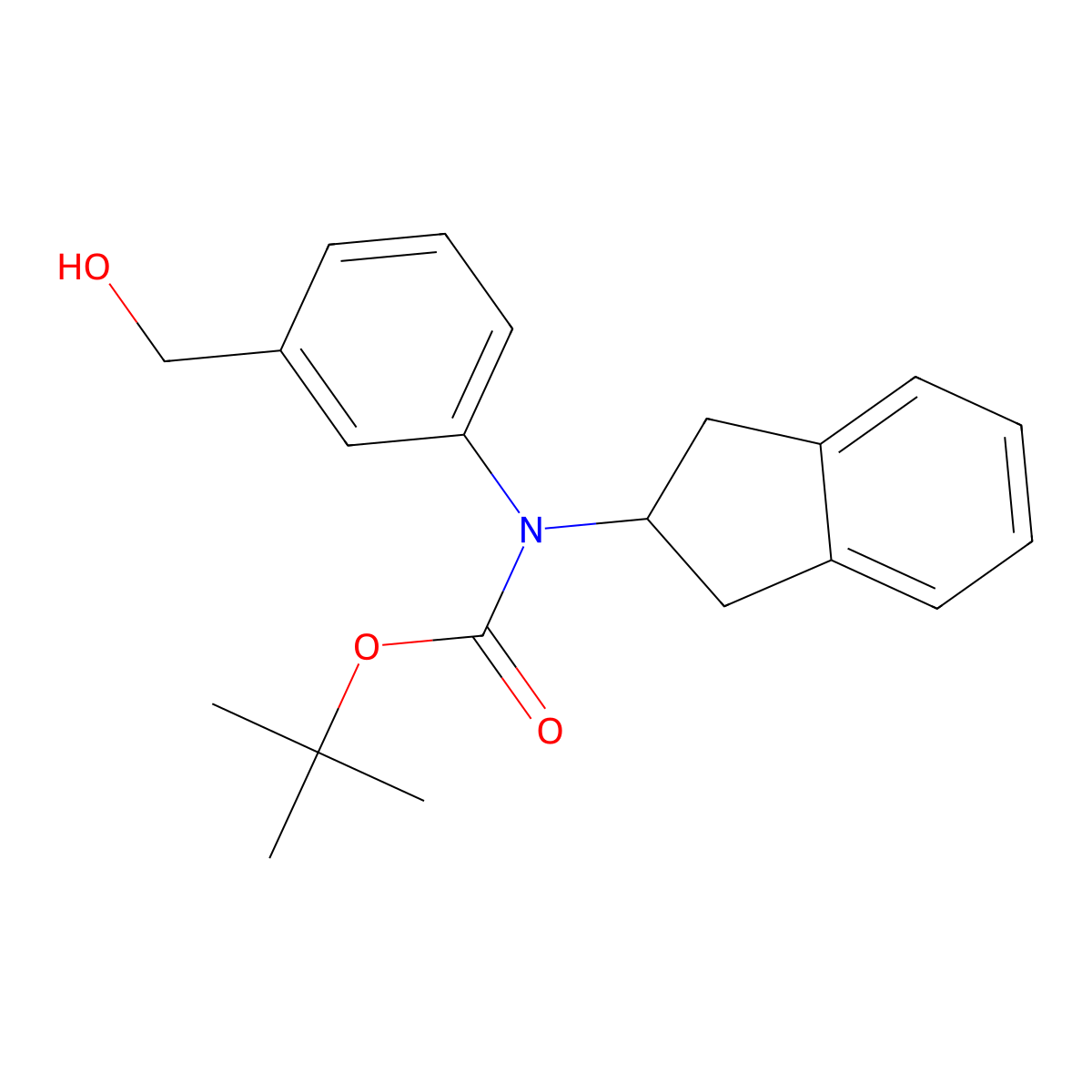 tert-butyl N-(2,3-dihydro-1H-inden-2-yl)-N-[3-(hydroxymethyl)phenyl]carbamate molecular structure, CAS 2680819-12-7