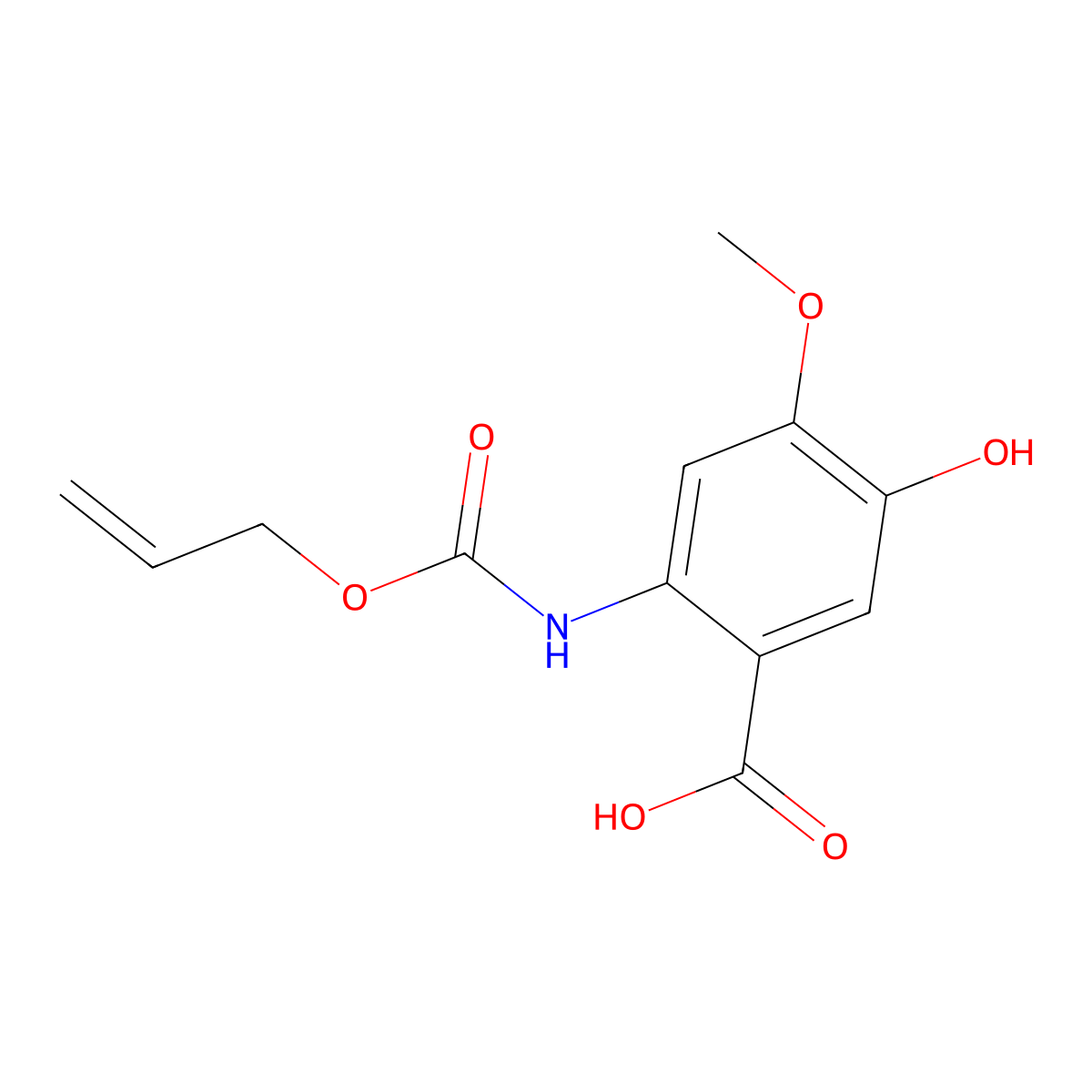 5-Hydroxy-4-methoxy-2-{[(prop-2-en-1-yloxy)carbonyl]amino}benzoic acid molecular structure, CAS 2680819-20-7